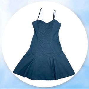 Vintage United Colors of Benetton Navy Drop Waist Fit & Flare Mini Dress